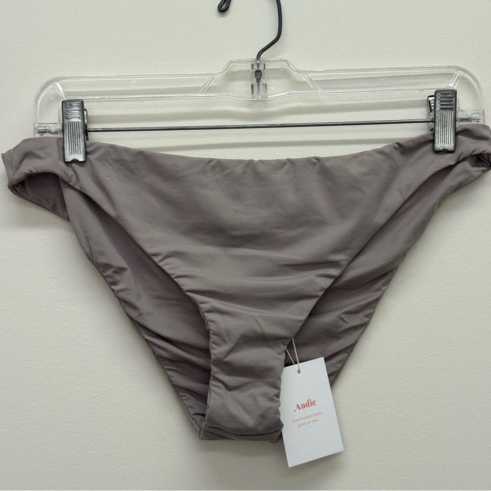 NWT ANDIE Swim The Banded Cheeky Bikini Bottom Beige Stone Solid Size L
